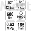 YATO Pneumatikus ütvecsavarozó mini 1/2" 680Nm YATO - YT-09513