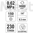 Pneumatikus excenter csiszológép 150 mm YATO