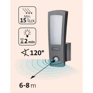 LED lámpa, falra szerelhető, mozgásérzékelővel; 15W, 700 lm, IP65, 230V/50Hz, 0,52 kg