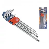 Imbuszkulcs klt., 9db, extra hosszú; gömbfej, 9db 1,5-10mm, CV., 95-237mm