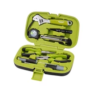 szerszámkészlet, 8db; csavarhúzók, fogók, állítható vill.kulcs, mérőszalag, tapétavágó kés, fáziskereső ceruza