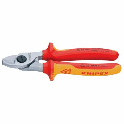 Knipex  VDE kábelolló 165 mm, barnított, vágóérték: Ø 15 mm, Knipex